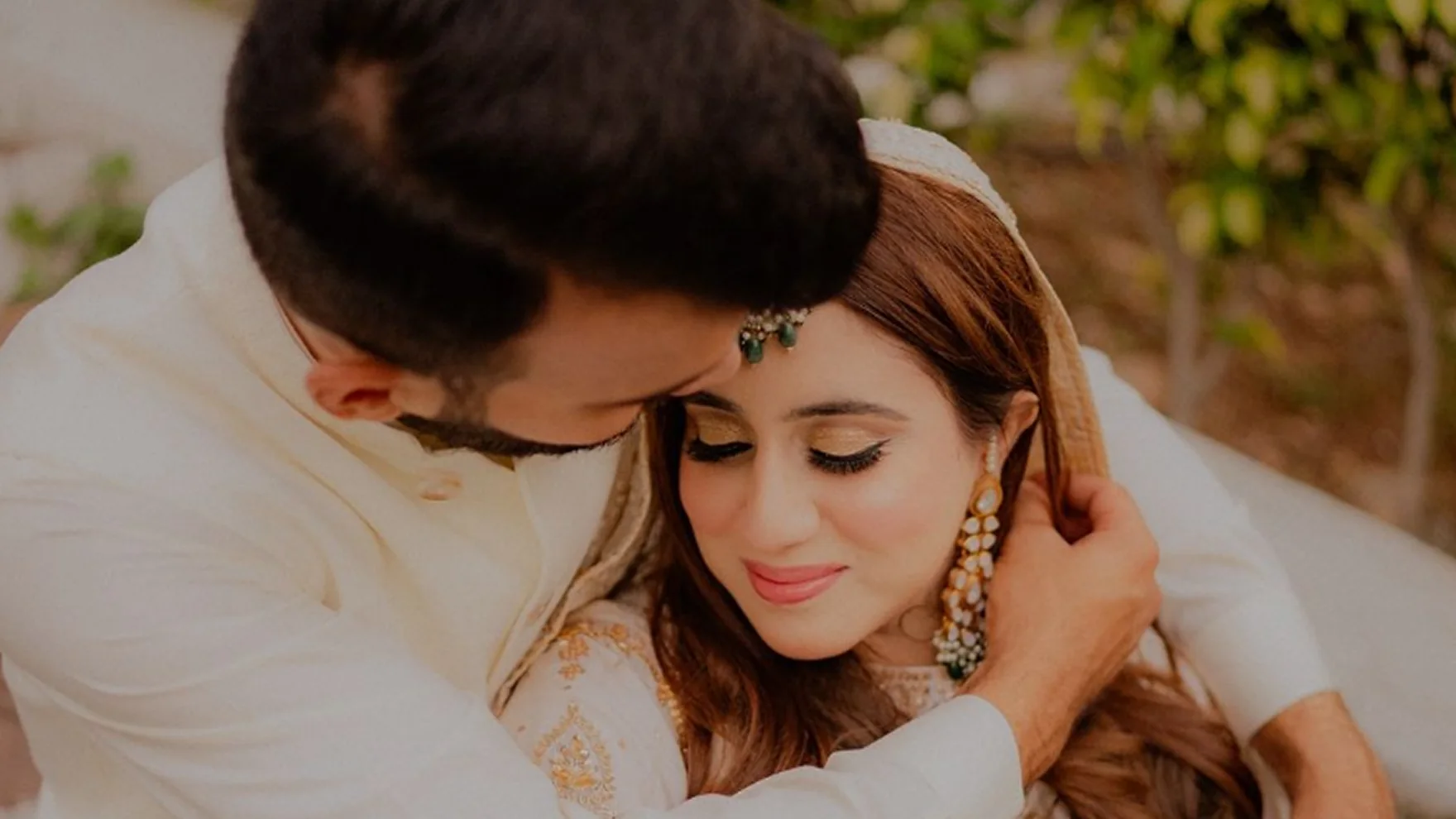 A tender embrace from a wedding story